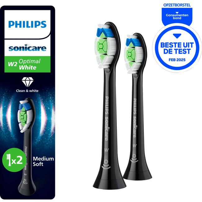 Philips Sonicare Optimal White Opzetborstel Zwart 2 pack - HX6062/88