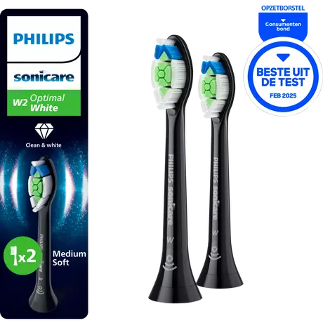 Philips Sonicare Optimal White Opzetborstels Zwart HX6062/88 2 stuks