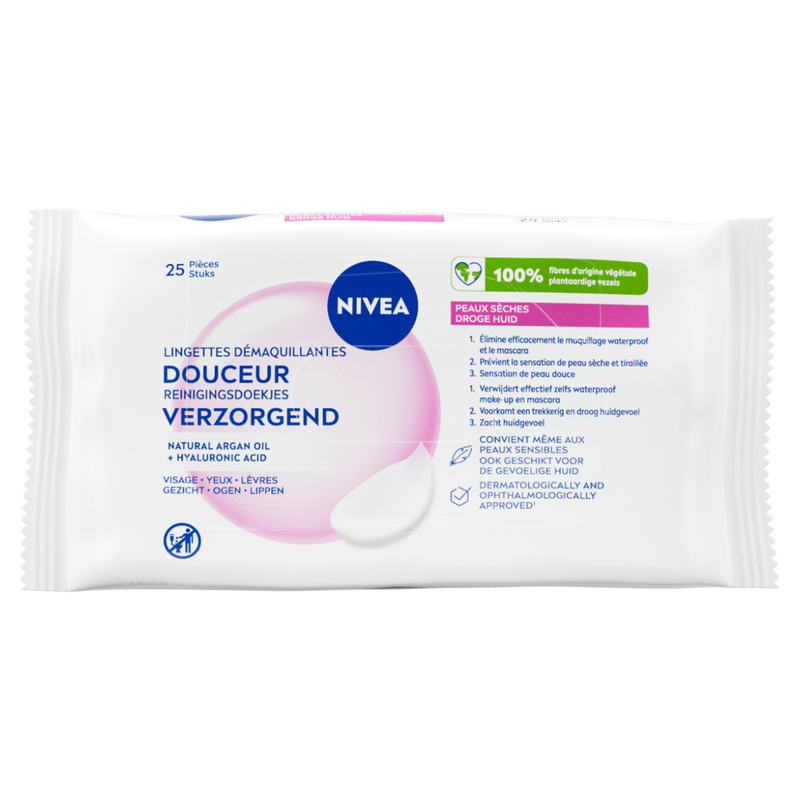 NIVEA 3-in-1 Reinigingsdoekjes Droge Huid 25 stuks