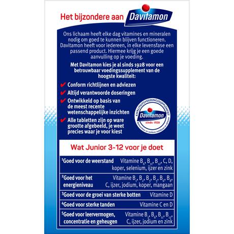 Davitamon Junior 3+ Multivitamine Kinderen Frambozensmaak 120 Kauwvitamines