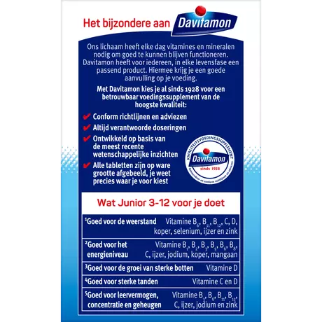 Davitamon Junior 3+ Kauwvitamines Kinderen Framboos 120 stuks