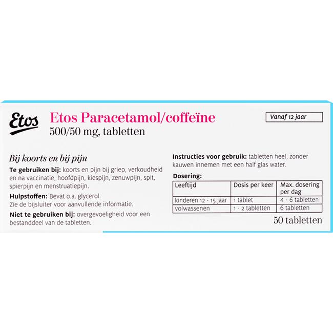 Etos Paracetamol/Coffeïne 500/50 mg Tabletten