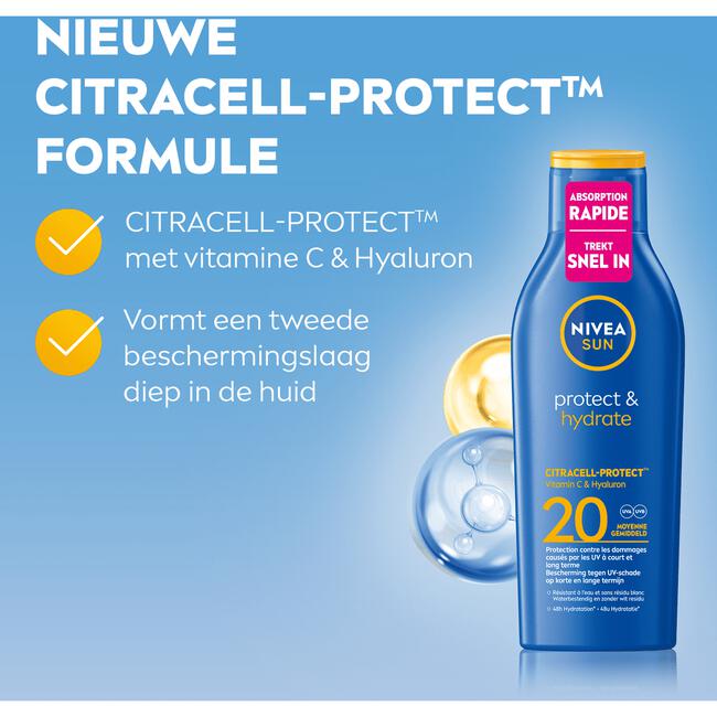 NIVEA SUN Zonnebrand Protect & Hydrate Zonnemelk SPF 20 200 ML