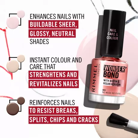 Rimmel Wonder'bond Care+Color Nail Polish 007 Cappuccino 12 ml