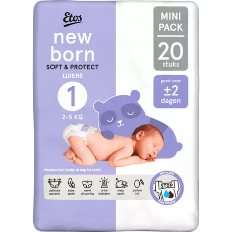 Etos Luiers Newborn Maat 1 2-5 kg Trial Pack 20 stuks