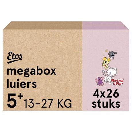 Etos Woezel & Pip  Luiers Junior+ Maat 5+ Megabox 4x26 stuks