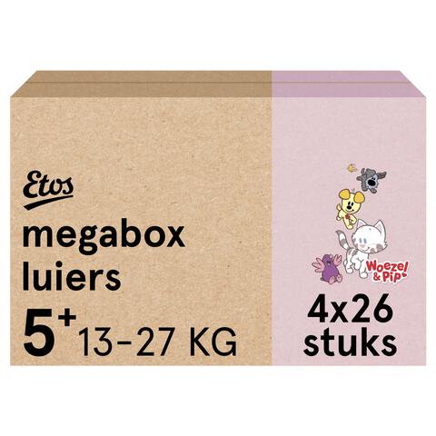 Etos Woezel & Pip  Luiers Junior+ Maat 5+ Megabox 4x26 stuks