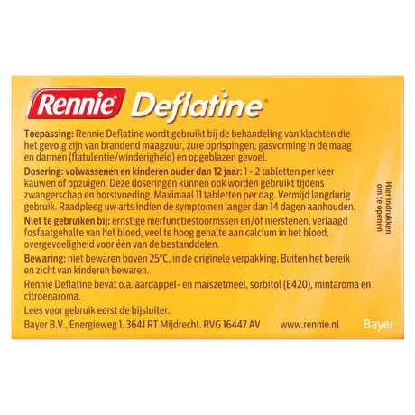 Rennie Deflatine Opgeblazen Gevoel Of Winderigheid Kauwtabletten 36 stuks