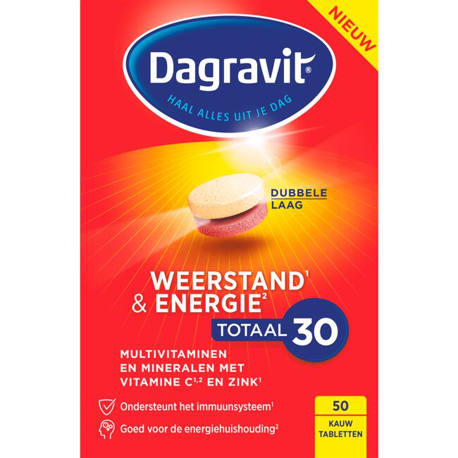 Dagravit Totaal 30 Weerstand & Energie 50 kauwtabletten