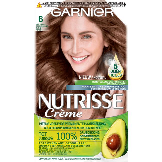 Garnier Nutrisse Crème Permanente Haarverf 6 Natuurlijk Donkerblond