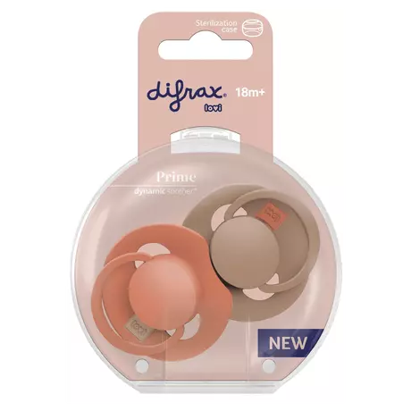 Difrax LOVI Prime Fopspeen 18M+ Granola/Orange 2 stuks