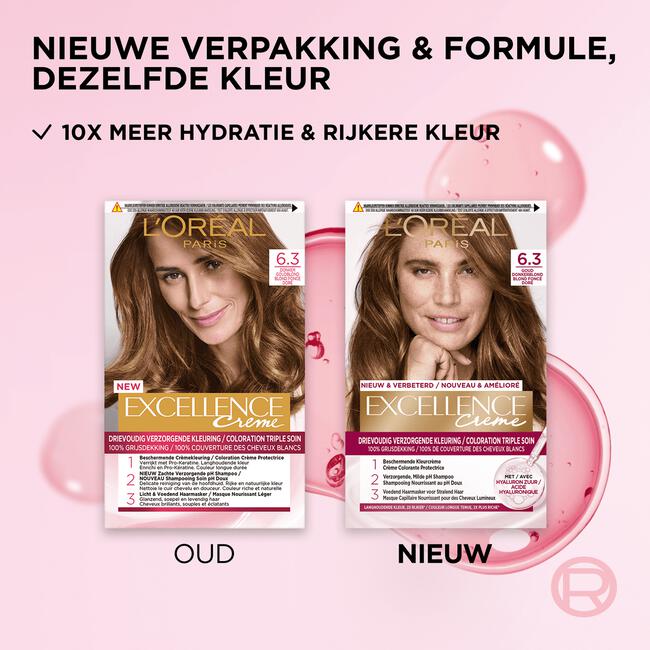 L'Oréal Paris Excellence Crème Verzorgende Crèmekleuring 6.30 Donker Goudblond