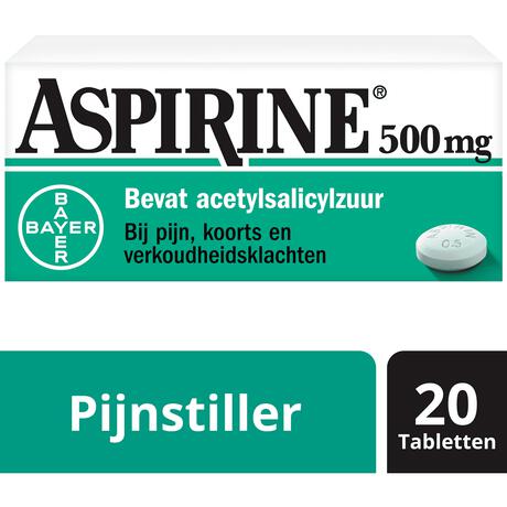 Aspirine 500 mg helpt bij pijn 20 tabletten