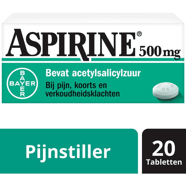 Aspirine 500 mg helpt bij pijn 20 tabletten
