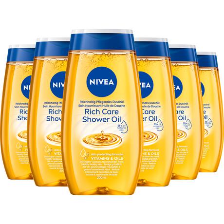 NIVEA Rich Care Shower Oil 200 ML Multipack 6 stuks