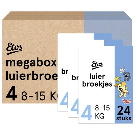 Etos Woezel & Pip Luierbroekjes Maxi Megabox Maat 4 8-15 kg 72 stuks