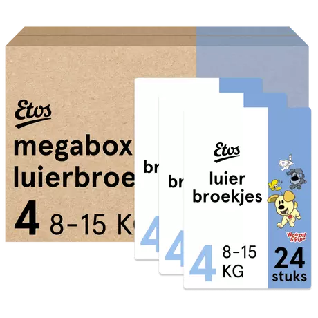 Etos Woezel & Pip Luierbroekjes Maxi Maat 4 8-15 kg Megabox 72 stuks