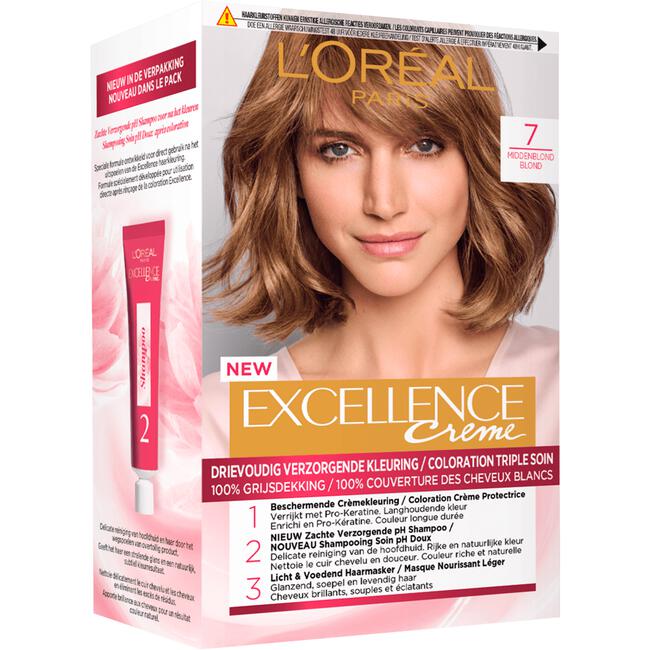 L'Oréal Paris Excellence Crème Permanente Haarverf 7 Middenblond