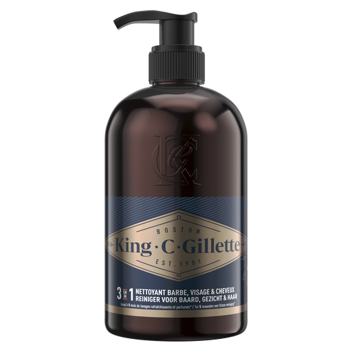 King C. Gillette 3-in-1 Baard, Haar en Gezichtsreiniger 350 ML