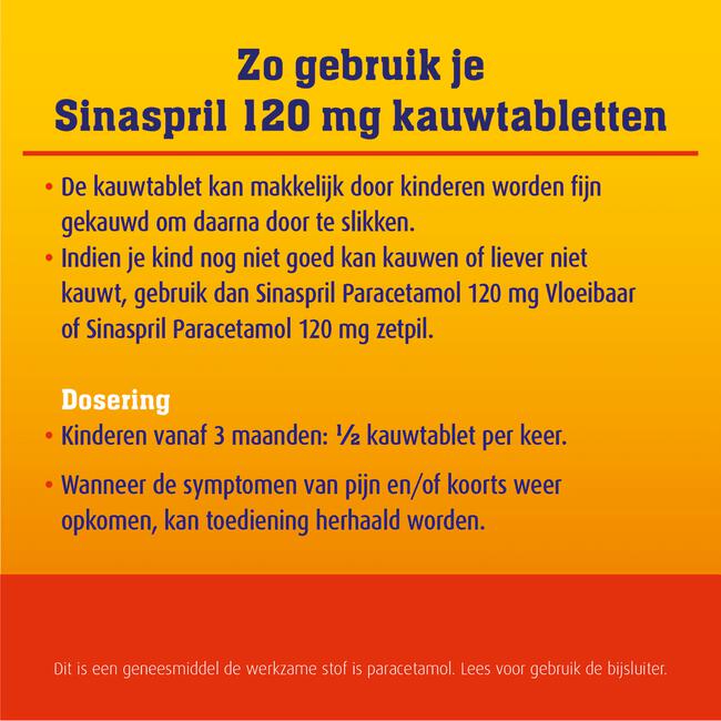 Sinaspril Paracetamol 120 mg 16 kauwtabletten