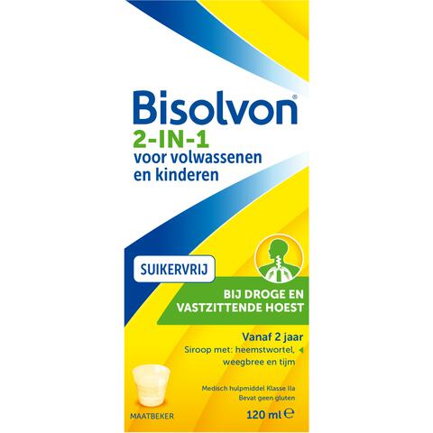 Bisolvon 2-In-1 Bij Droge En Vastzittende Hoest Suikervrij 120 ML