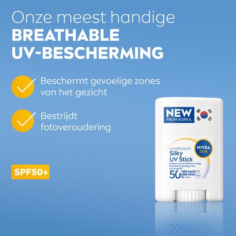 NIVEA SUN UV Face Silky UV Zonnebrand Stick SPF50+ 150 ML