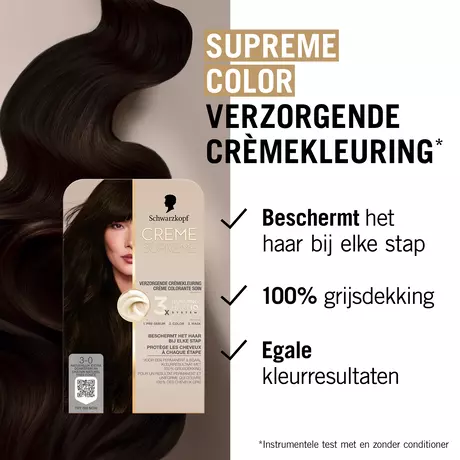 Schwarzkopf Creme Supreme Haarkleuring 3-0 Natuurlijk Zeer Donkerbruin