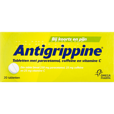 Antigrippine Tabletten met Paracetamol, Coffeïne en Vitamine C 20 Stuks