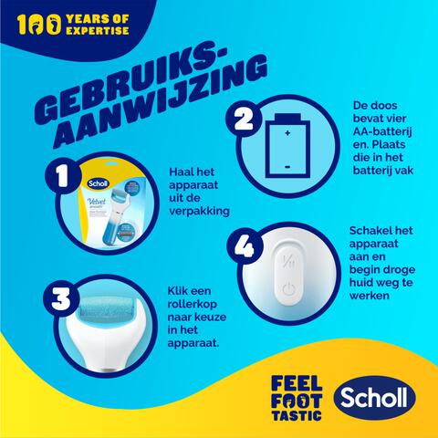 Scholl Velvet Smooth  Elekrische Voetvijl Blauw