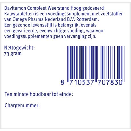 Davitamon Compleet Weerstand Forte 50 Kauwtabletten