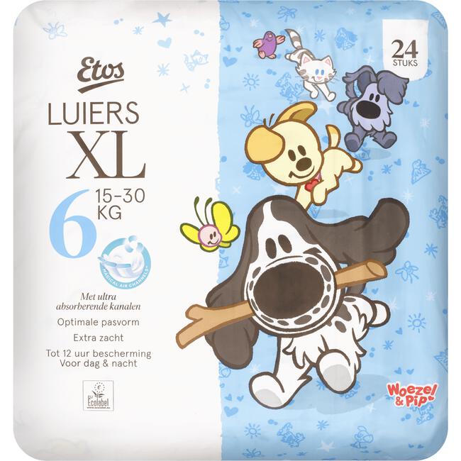 Etos Woezel & Pip Luiers Extra Large Maat 6 16-30 kg 24 stuks