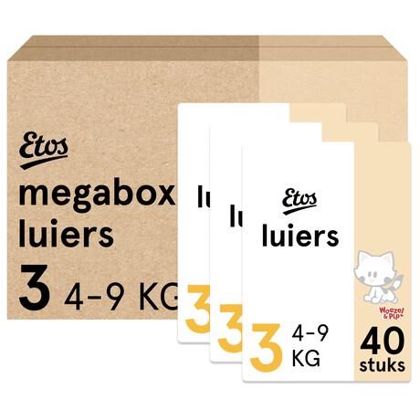 Etos Woezel & Pip Luiers Midi Megabox Maat 3 4-9 kg 120 stuks