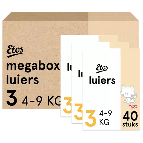 Etos Woezel & Pip Luiers Midi Maat 3 4-9 kg Megabox 120 stuks
