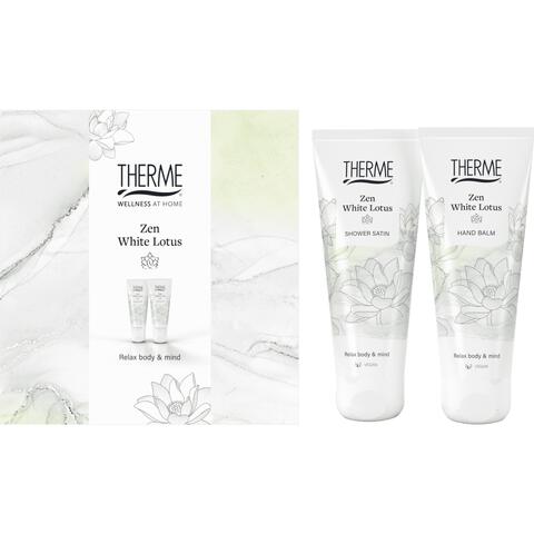 Therme Zen White Lotus Shower Satin & Hand Balm set