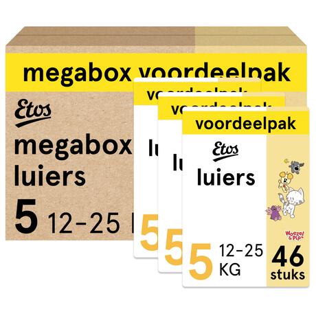 Etos Woezel & Pip Luiers Junior Megabox Voordeelpak Maat 5 12-25 kg 138 stuks