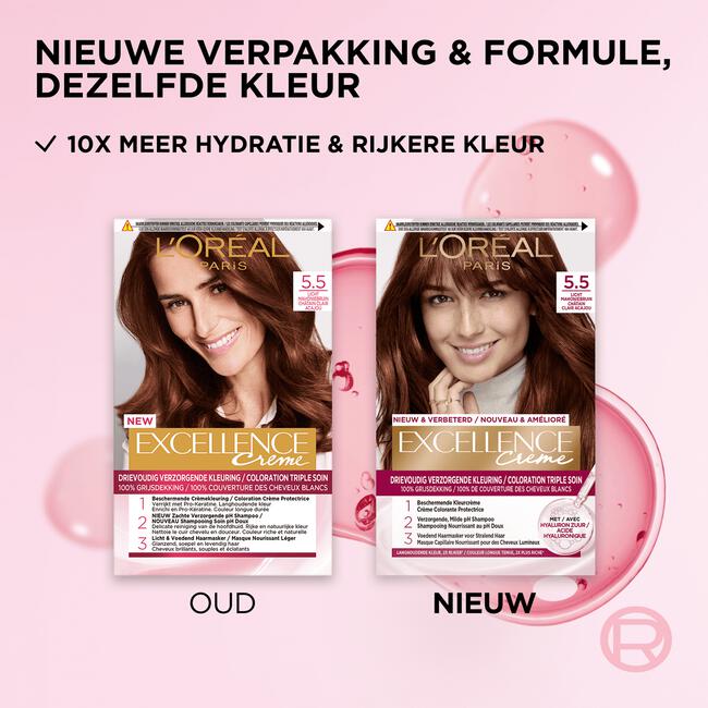 L'Oréal Paris Excellence Crème Verzorgende Crèmekleuring 5.5 Licht Mahoniebruin