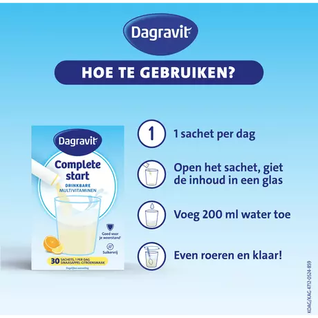 Dagravit Multivitamin Compleet Start Citroen Sinaasappel 30 stuks