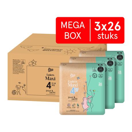 Etos Puur & Zacht Luiers Maxi Maat 4 9-14 kg Megabox 78 stuks