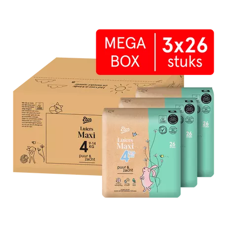 Etos Puur & Zacht Luiers Maxi Maat 4 9-14 kg Megabox 78 stuks