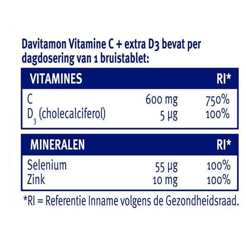 Davitamon Forte Vitamine C + Extra D3 Bruistabletten 15 stuks