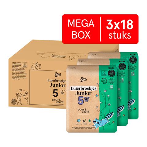 Etos Puur & Zacht Luierbroekjes Junior Maat 5 12-17 kg Megabox 54 stuks