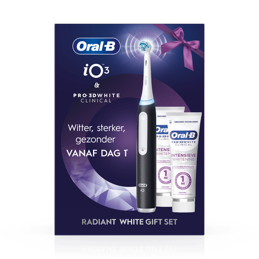 Oral-B iO 3 Zwart & Radiant White Elektrische Tandenborstel Geschenkset