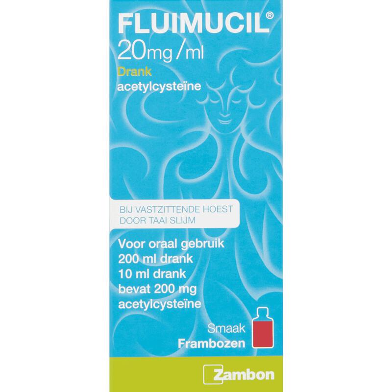 Fluimucil 20 MG/ML Hoestdrank Frambozensmaak 200 ML