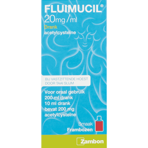 Fluimucil 20 MG/ML Hoestdrank Frambozensmaak 200 ML