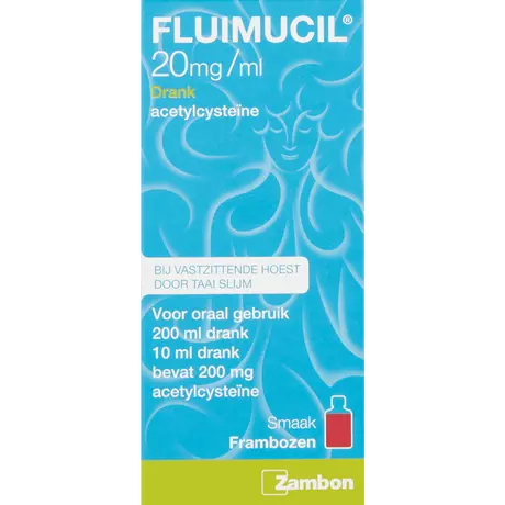 Fluimucil 20 MG/ML Hoestdrank Frambozensmaak 200 ML