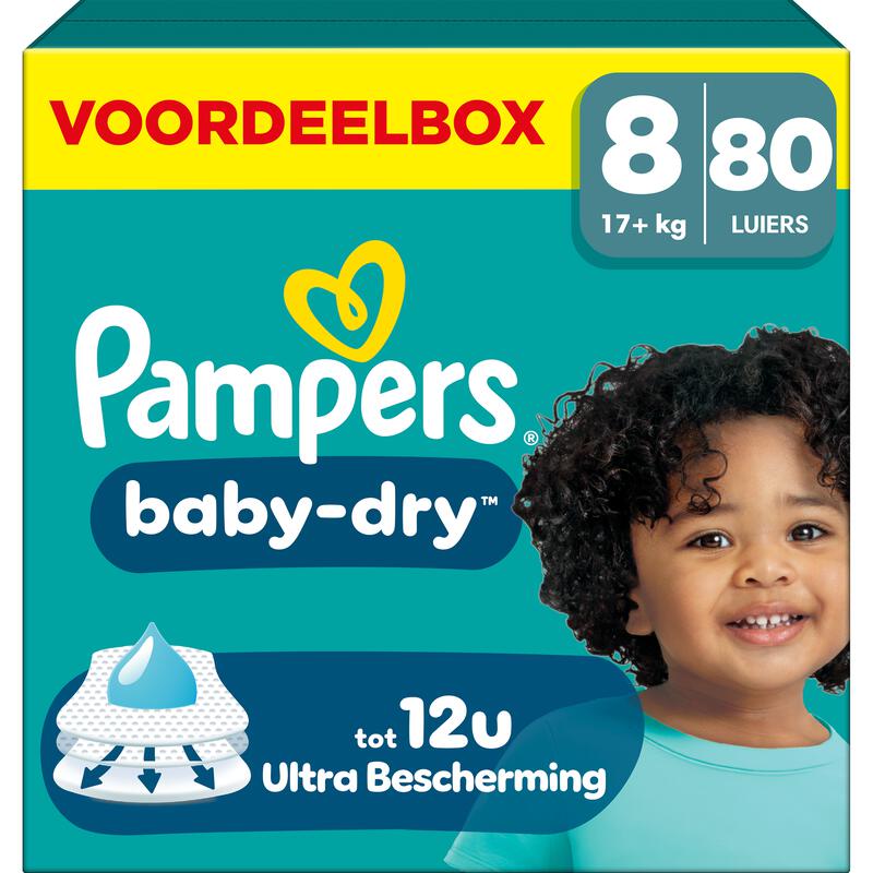 Pampers Baby Dry Voordeelbox Luiers Maat 8 17+ kg 80 stuks