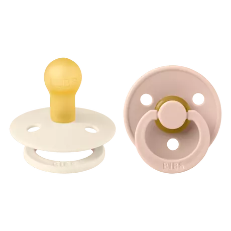 BIBS Colour Fopspeen Rond Latex Maat 1 Ivory/Blush 2 stuks