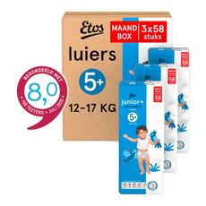Etos Luiers Junior+ Maat 5+ 12-17 kg Maandbox 174 stuks