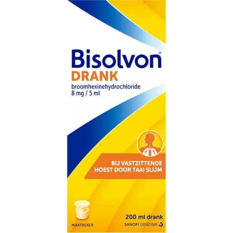 Bisolvon Drank Broomhexinehydrochloride 8 MG/5 ML Vastzittende Hoest 200 ML