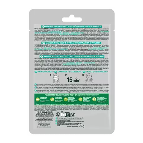 Garnier SkinActive Cryo Jelly Anti-Vermoeidheid Gezichtsmasker + Hyaluron